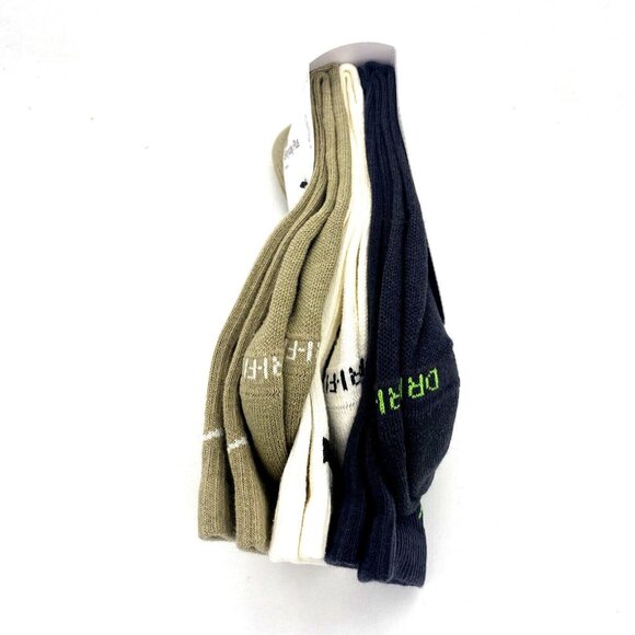 Men's Nike Everyday Plus Cushioned 3-Pack Crew Socks (8-12) Olive White Gray - Picture 2 of 3